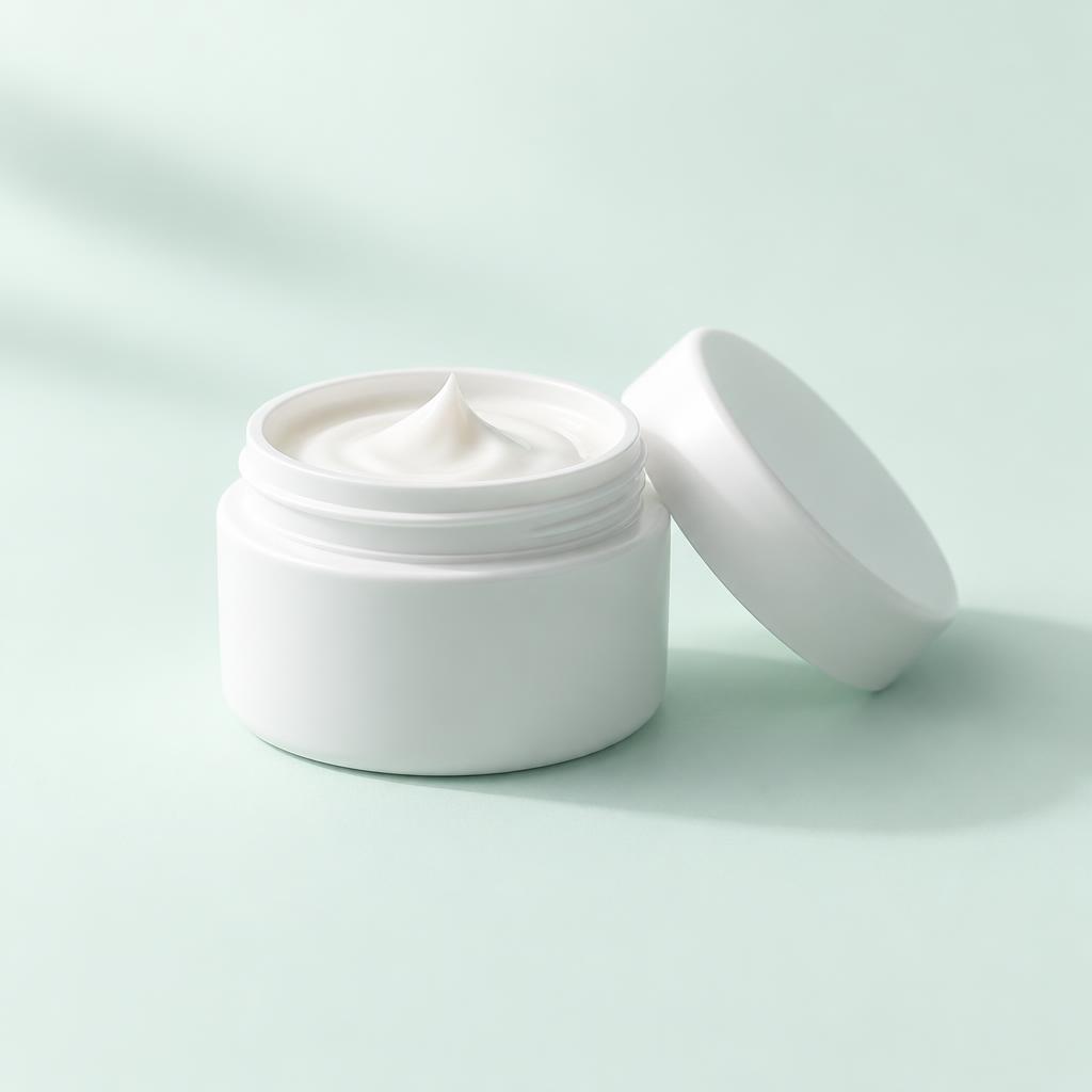 Unlabeled jar of topical cream