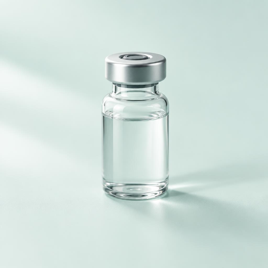 Unlabeled clear glass injection vial